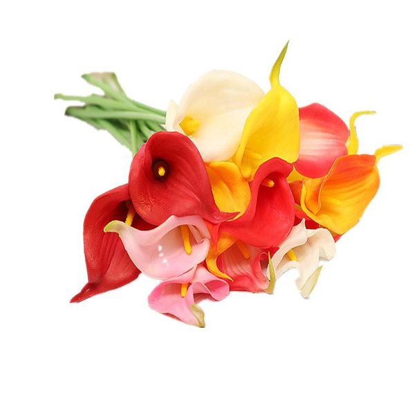 

decorative flowers & wreaths 3pcs/lot pu artificial calla lily flower bouquet christmas wedding home decorations party