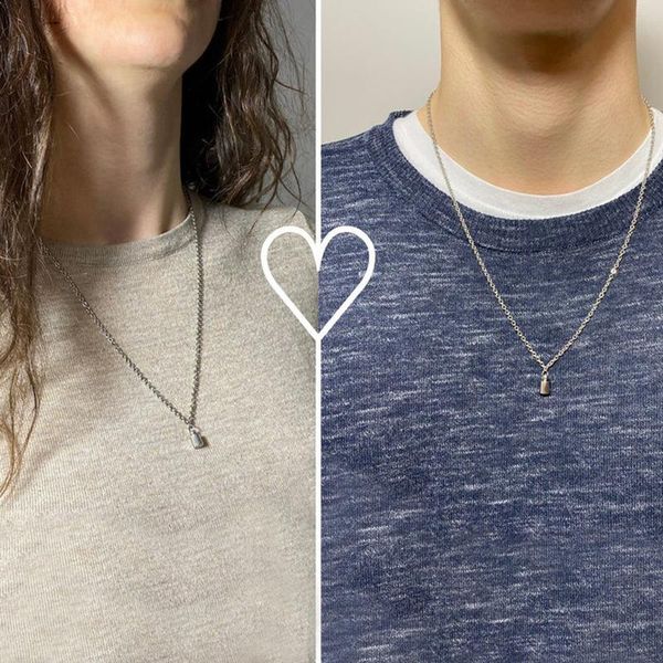 

chains fashion personality creative magnet necklace simple romantic pair of couple clavicle chain elegant jewelry, Silver