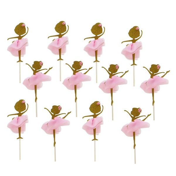 

other festive & party supplies 12pcs gold glitter ballerina dancing girl cupcake ers picks for wedding bridal shower birthday decoration