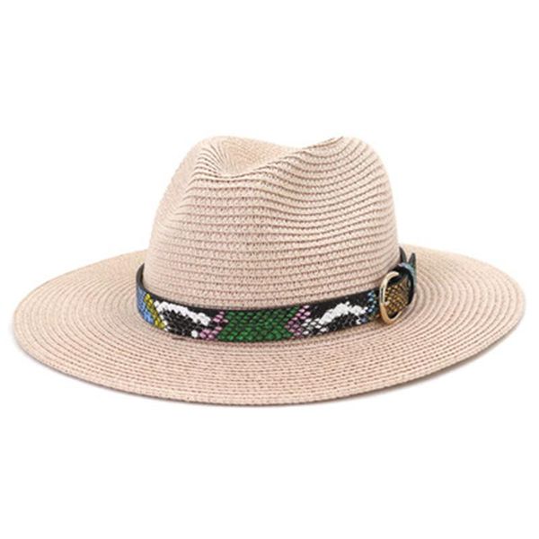 

straw hats men women solid wide brim belt band leopard khaki black sun summer spring classic formal casual hat, Blue;gray