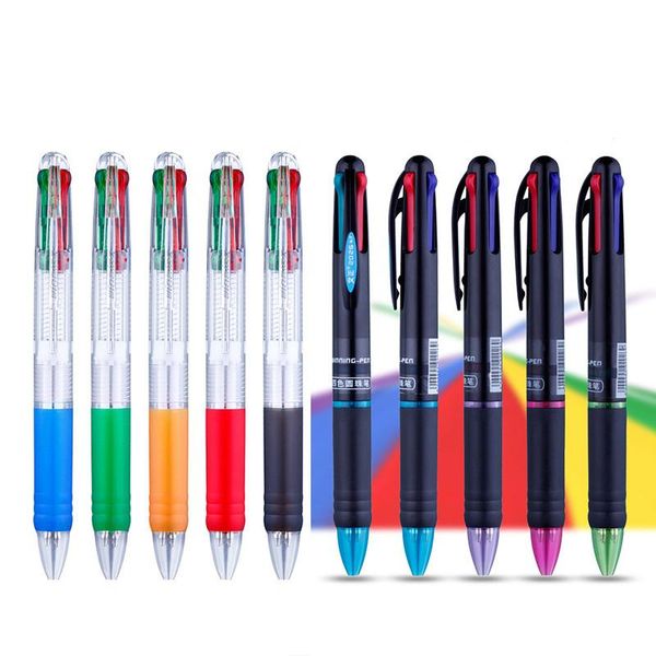 

11pcs multi color ballpoint pen black red blue green refill ink,4-in-1 retractable pens,0.7mm,smooth writing tool set gift pens, Blue;orange
