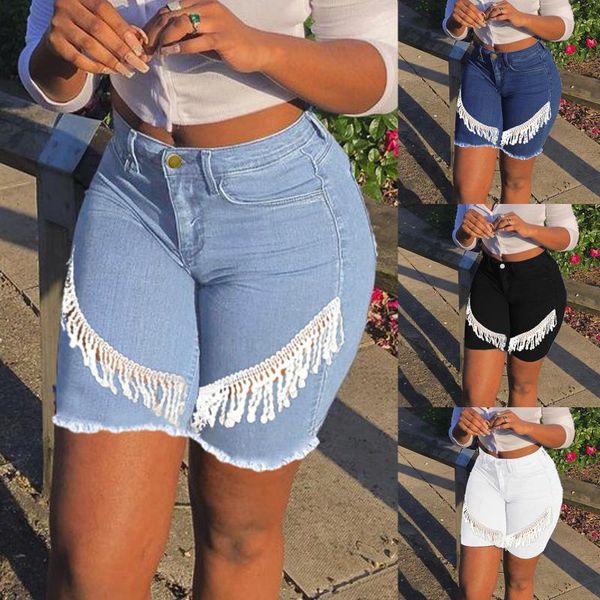 

women's shorts plus size denim women summer elastic destroyed hole jeans short fashion casual skinny 2021 quality, White;black