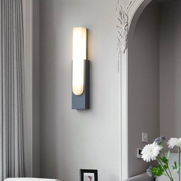 

postmodern marble led wall lamp bedroom bedside simple staircase aisle imitation nordic living el model decoration lamps