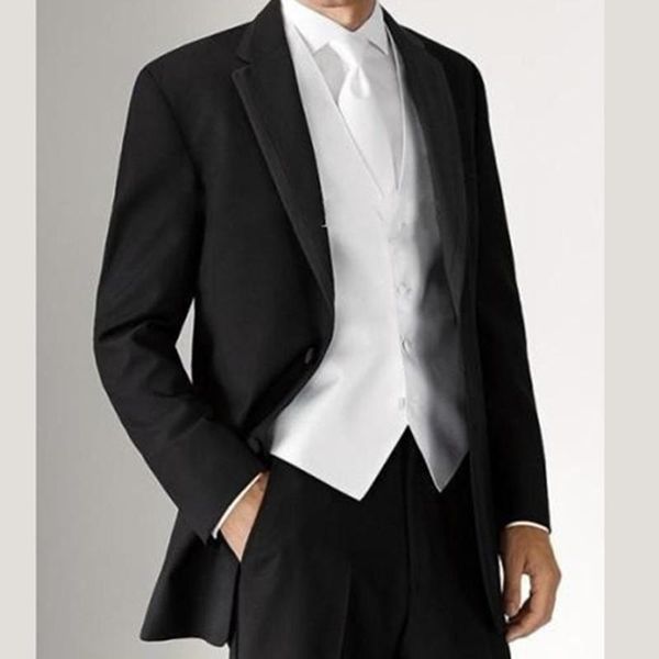 

men's suits & blazers tailor made fashion gentlemen white vest with black blazer and pantsslim fit groom tuxedo for wedding dress offic, White;black