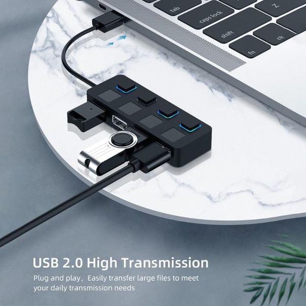 

hubs multi-usb splitter usb 2.0 hub 4-port extender use power adapter usb2.0 and pc computer switch