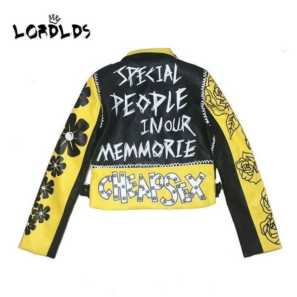 

women's jackets lordlds women leather jacket yellow short crop and coats punk motorcycle streetwear woman autumn clothes 7xp2, Black;brown