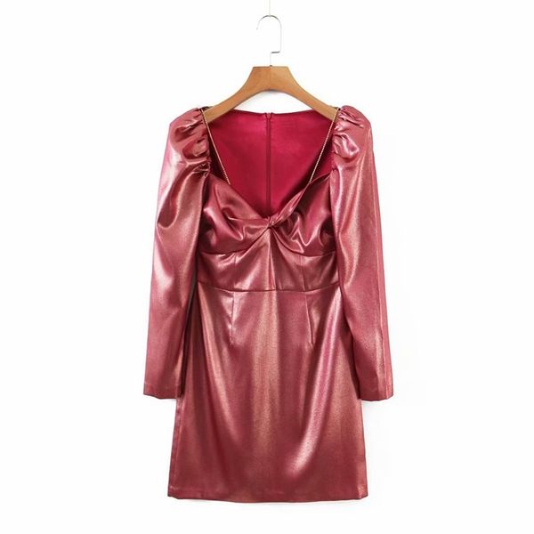 

fashion spring mini long sleeve dress women square collar slim clubwear party female elegant es 210525, Black;gray