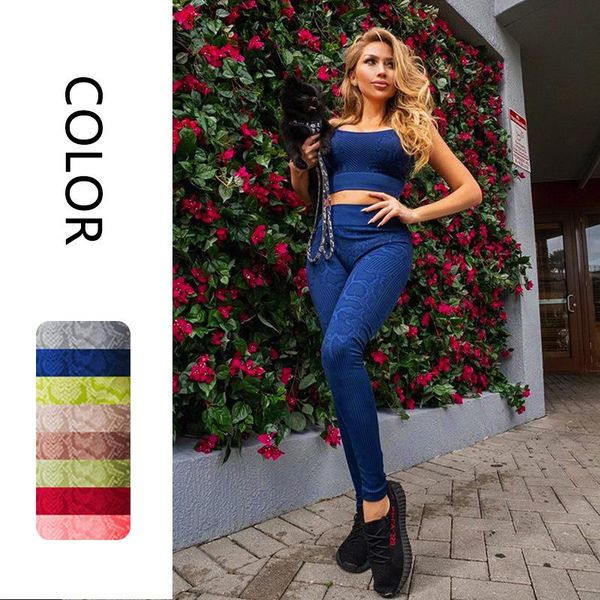 

yoga outfit snake pattern set woman seamless fitness suit gym workout sportswear sports bra high waist leggings 2 pieces