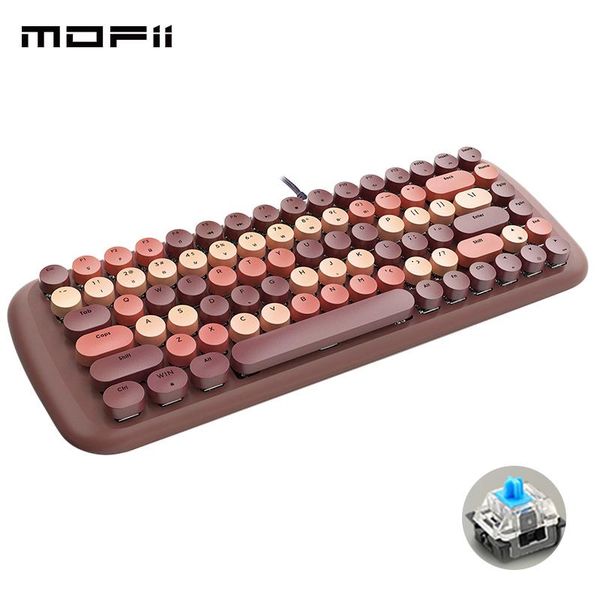 

mofii gaming mechanical keyboard wired cute round keycaps keyboards blue switch pc gamer for girl notebook deskmac