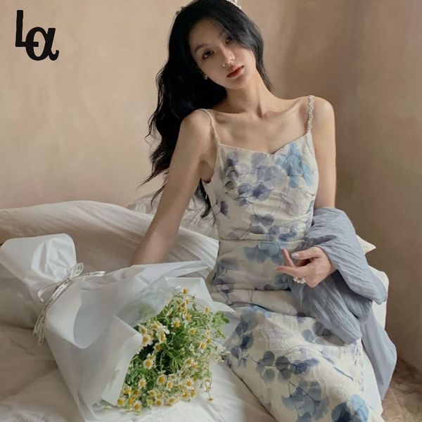 

korean style elegant floral dress women long sleeve vintage midi thin slim party summer chic 210519, Black;gray