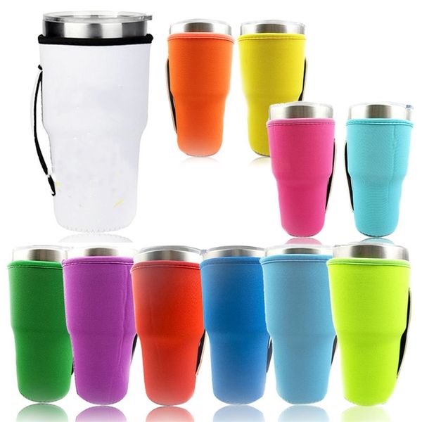 Casa Tinta unita Riutilizzabile Ice Coffee Cup Sleeve Bicchieri Manico Neoprene Bottiglia d'acqua isolata Mug Cover Holder Custodia Borse Custodia per 30oz Tumbler Tazze maniche ZC424