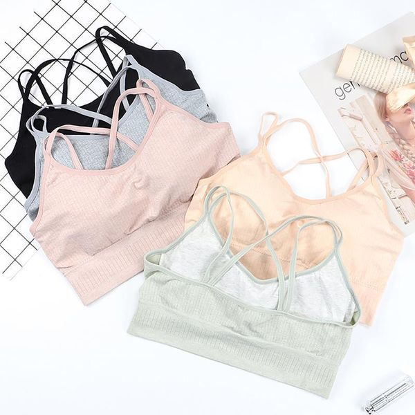 

25# bandage women bras sports fitness push up cross tube wrap chest without steel ring sling vest bra brassiere yoga outfit