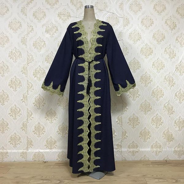

ethnic clothing muslim dress women open abaya elegant embroidery dubai arab loose long robe lace-up outwear islamic hijab plus size vestidos, Red