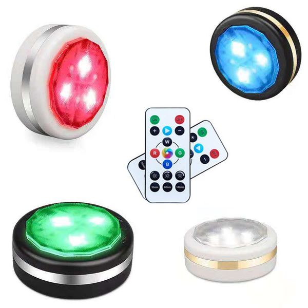 

night lights wireless remote control led nightlamp battery cabinet light 16 colors intelligent bedroom dimming atmosphere decor