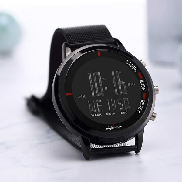 

wristwatches shifenmei outdoor sport watch men multifunction 3bar waterproof wristwatch mens led display watches digital zegarek meski, Slivery;brown