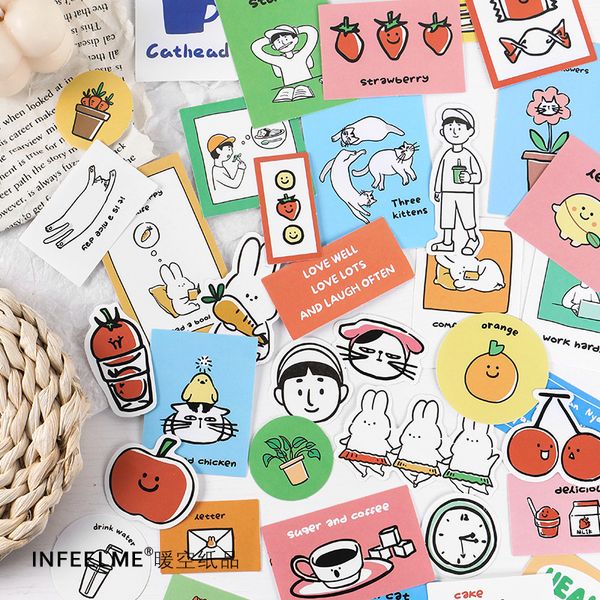 

40 Pcs/pack Kawaii Washi Paper Sticker Set Life Sketch Decoration for Scrapbooking Diy Art Craft Album Journal Planner Diary