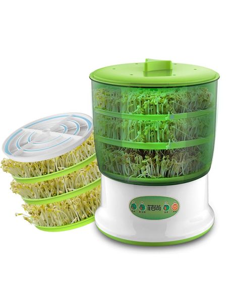 

2/3 layer automatic bean sprout machine homemade bud sprouts maker 360 rotation water spray with platen electric skillets