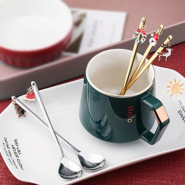 

flatware sets 6pcs christmas spoons with gift packing box coffee dessert cake