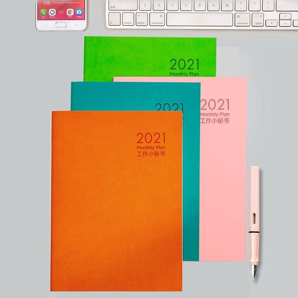 

notebook agenda planner handbook daily weekly monthly imitation leather journal diy back to school supplies stationery notepads, Purple;pink