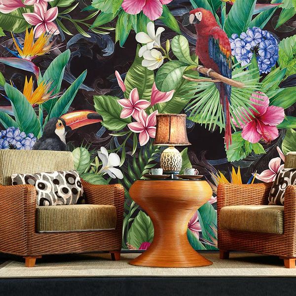 

wallpapers bacal 3d tropical rain forest parrot leaf po mural wallpaper living room restaurant cafe bar backdrop wall painting frescoes