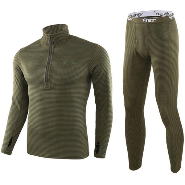 

esdy fleece thermal underwear men autumn winter warm long johns fitness sports compression breathable leggins thermo tracksuit 211110, Black;white