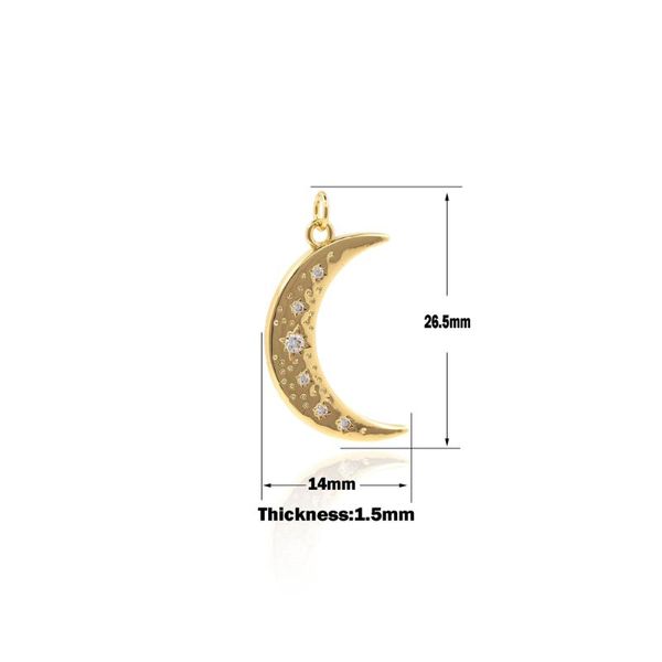 

charms micropavÃ© gold half moon pendant,cubic zirconia curved necklace,crescent charm,star pendant,diy jewelry accessories, Bronze;silver