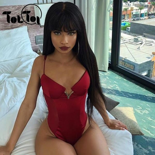 

women's jumpsuits & rompers spaghetti strap mesh satin bodysuit women stripe patchwork jumpsuit transparent 2021 catsuit red black body, Black;white