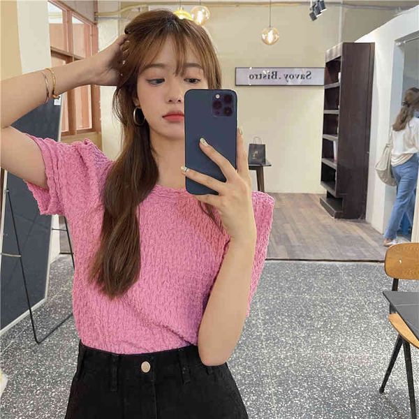 

hoodies ytx168 summer korean style skinny pink slimming puff shirt feminine, Black