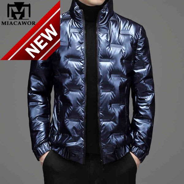 

new brand winter warm down jackets men fashion shiny bubble white duck coat casual parka windbreaker clothing j733, Black