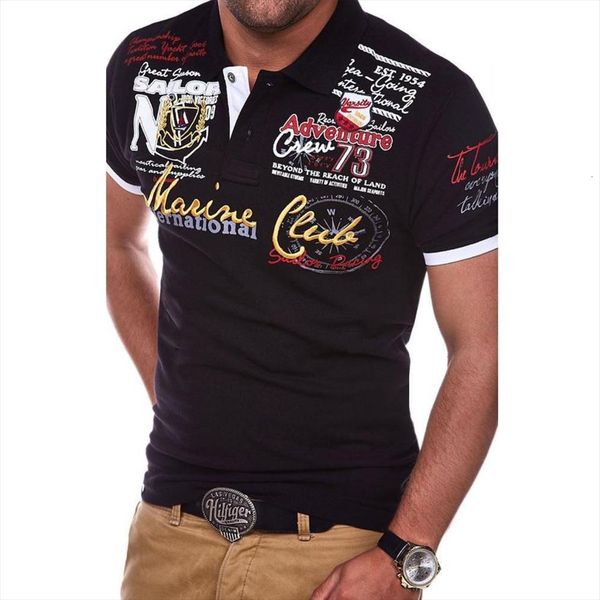 

zogaa shirt fashion letter mens polo printed cultivating short sleeved shirts brand casual clothes men, White;black
