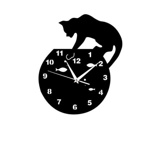 

wall clocks naughty cat acrylic clock modern design home decor watch sticker