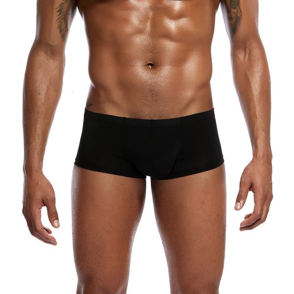 

men's panties boxer shorts pouch ultra-thin fashion flat-corner beach sports swimming underwear underpants cueca masculina 2021, Black;white