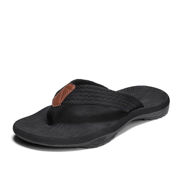 

slippers men's fashion color matching flip flops casual breathable non-slip, Black