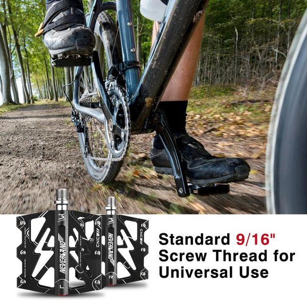 

pedals 9/16" spindles bicycle foot pegs cycling aluminium alloy 3 sealed bearings platform for bmx road casual touring d
