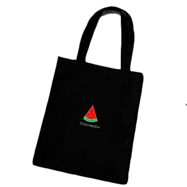 

custom fruit series printed bag customizable simple student schoolbag one-shoulder canvas big size grocery shopping bag