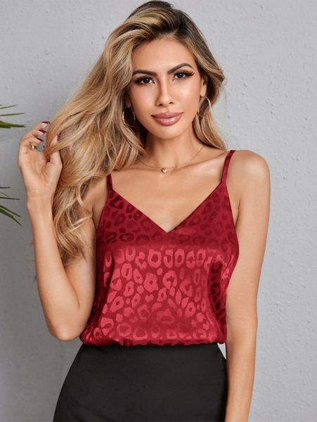 

leopard jacquard satin cami q1vs#, White