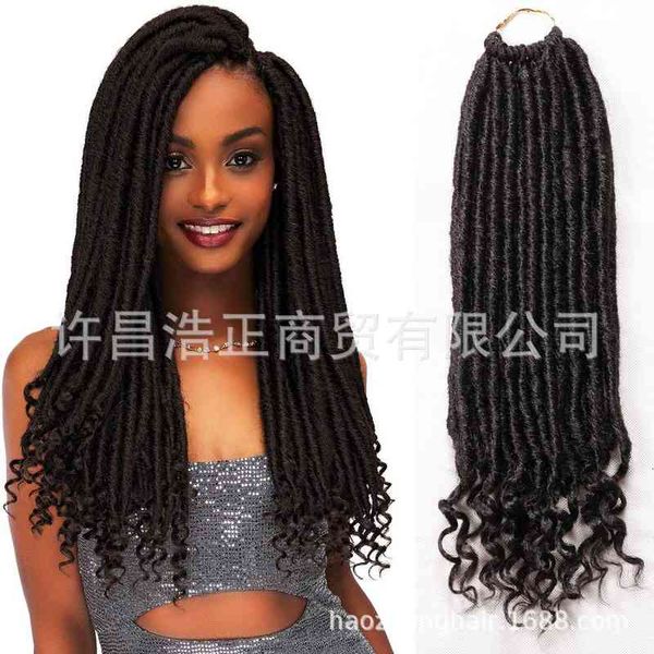 

goddess of liberty fashion faux locs chemical fiber wig dirty crochet hair hollow braid, Black