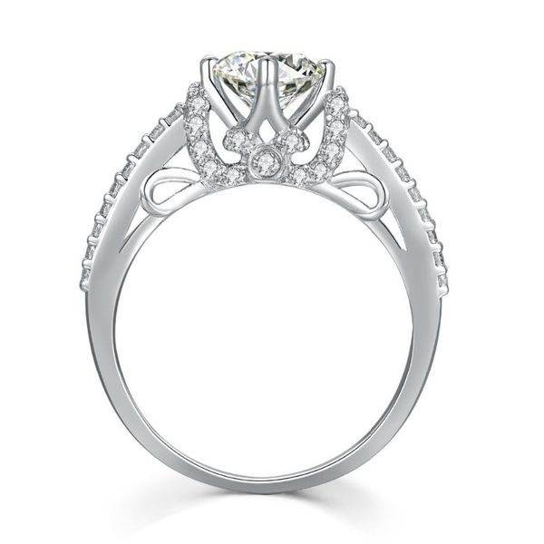 

cluster rings wholesale hollow ring 1ct engagement jewelry positive sterling silver moissanite for women jewellery, Golden;silver