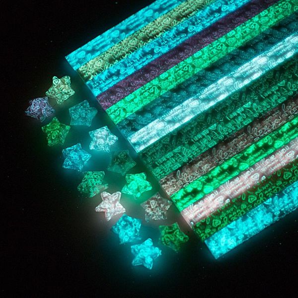 

gift wrap star origami glow in dark fluorescence folding strip paper wishes handcraft craft birthday xmas party decor