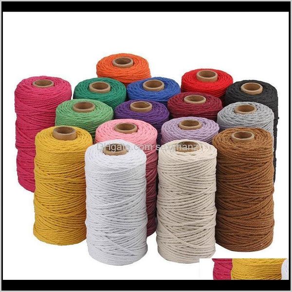 

yarn clothing fabric apparel drop delivery 2021 1roll twine string cord 100m wedding decorative multifunction m cotton rope colorful home te, Black;white