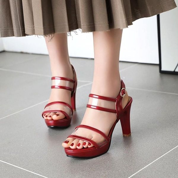 

summer sandals women silver high heels platform peep toe gladiator pvc shoes sandalia feminina, Black
