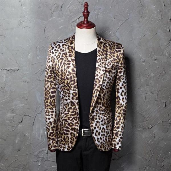 

men's suits & blazers printed leopard mens dress casual jacket chaquetas y americanas po studio host hair stylist flower costume, White;black