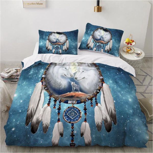 

duvet cover set pillowcase euro 2.0 1.5 family for home 3d luxury bed linen bedding linings 70x70 dream catcher wolf sets
