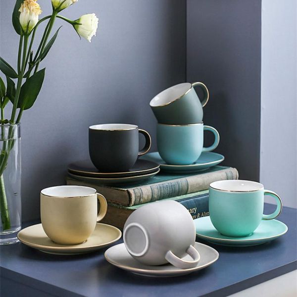 

cups & saucers nordic ceramics coffee cup set luxury british saucer afternoon tea espresso mug modern tazas drinkware da60byd