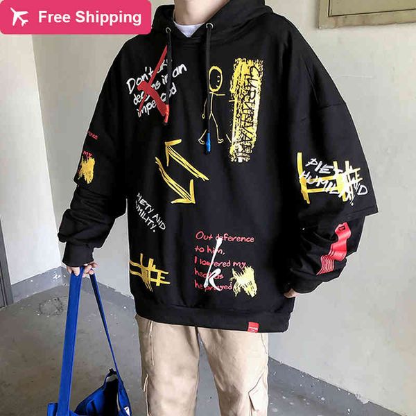 

hoodies hip man oversized male sport in black hoodie blue