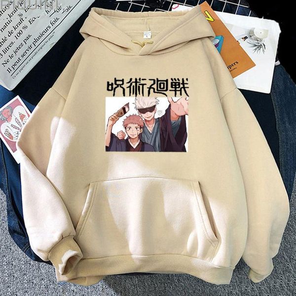 

men's hoodies & sweatshirts 2021 anime cartoon jujutsu kaisen men women pullovers hooded long sleeves oversized regular hoody, Black