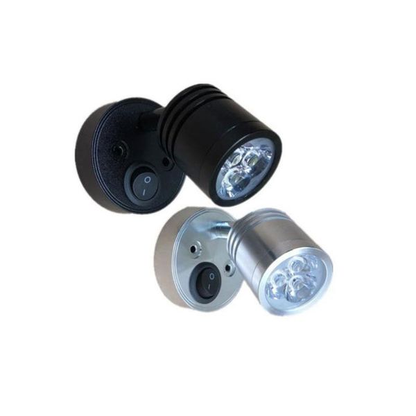 

wall lamp 3w led modern black silver warm/white light family el bedside rv yacht reading lights dc 12v 24v