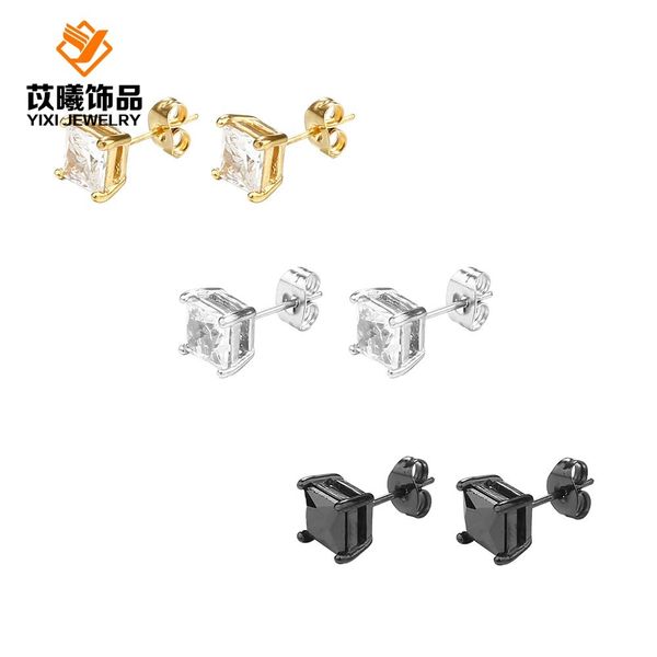 

version simple fashion zircon titanium female earrings allergy suit