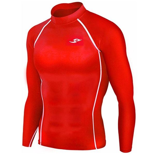 

premium five men's compression under base layer tight long sleeve shirts 051 red casual, White;black