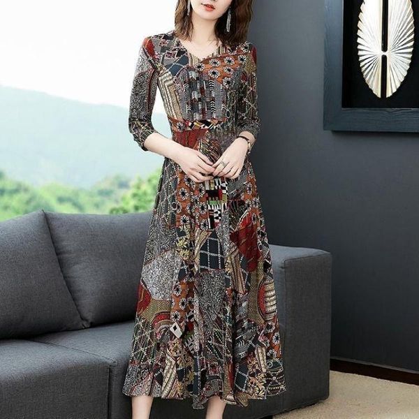 

elegant women shivering v-neck mid-long one piece dress casual dresses, Black;gray